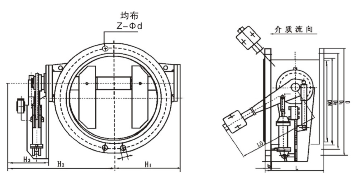 H647蝶型气动助关止回阀